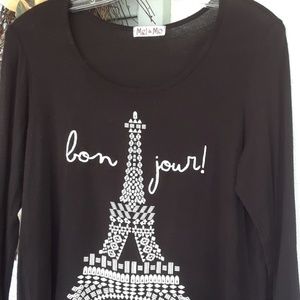 BLACK KNIT TOP W/ SHEER